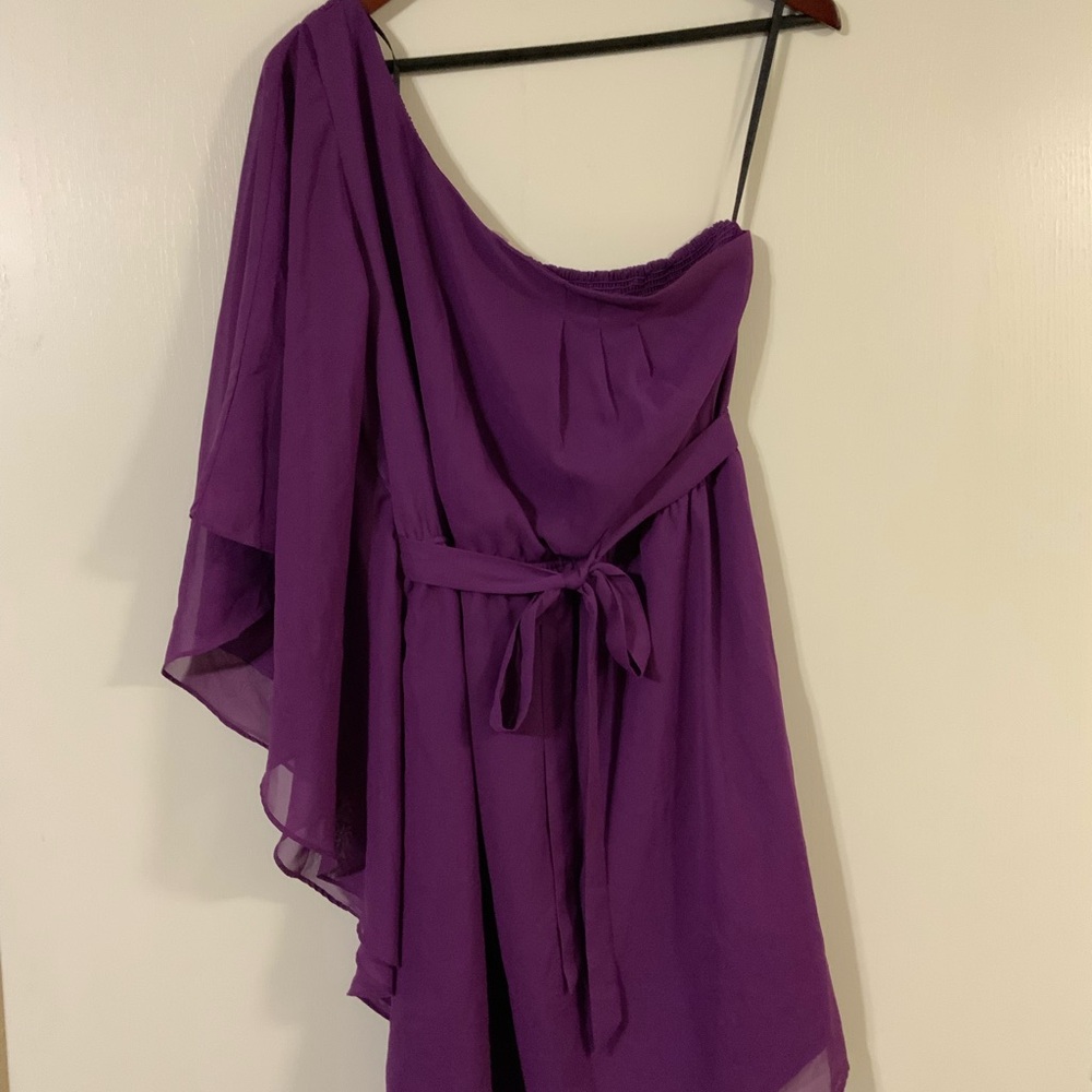 Stylish One-Shoulder Purple Dress
